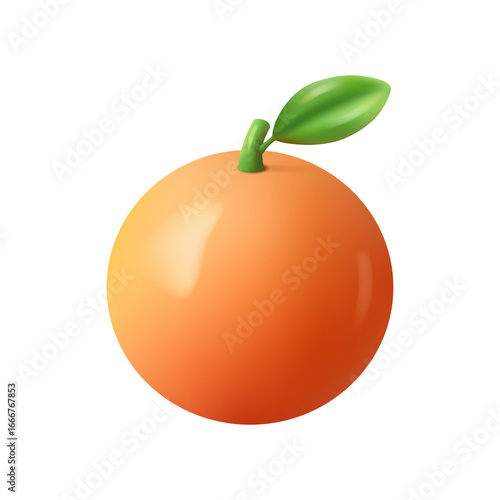 Organic grapefruit, isolated 3d ripe exotic fruit with stem and leaf. Vector low calorie vitamin product to support immunity, healthy balanced nutrition. Ecologically clean citrus paradisi