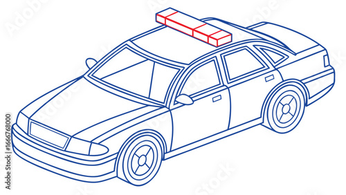 Police car with red light bar outline law enforcement
