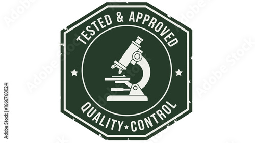 Emblematic design showcasing the meticulous process of scientific testing and quality assurance, symbolizing a guarantee of approved standards and thorough control for product excellence