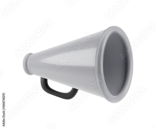 Cinematography equipment, loudspeaker for director on stage. Vector in 3d style, isolated realistic megaphone for announcement or amplifying voice. Advertisement or marketing, presentation