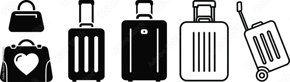 Obraz premium Collection of stylish luggage and travel bags for journeys