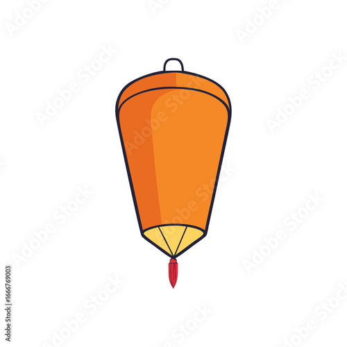 Vector art of one orange asian lantern