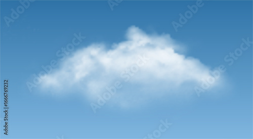 Mist or smoke, white cloud at sky. Vector in realistic style, haven or cloudscape. Cloudy fluff or vapor, condensation or smoky stream. Fumes effect for landscape design, smoky stream