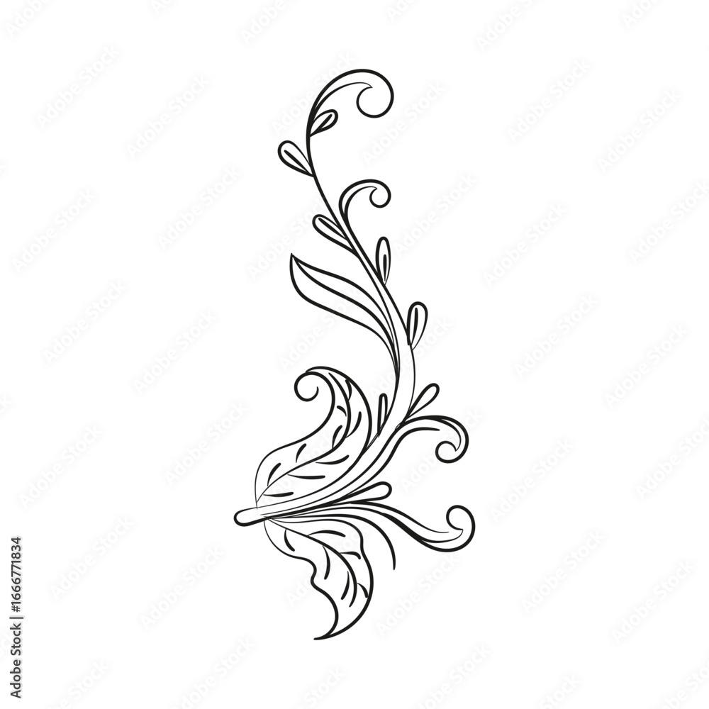 Fototapeta premium Decorative floral vector ornament on white background