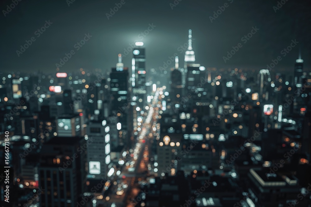 Obraz premium Black and white urban bokeh lights