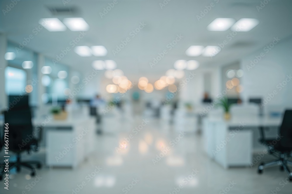 Fototapeta premium Out-of-Focus Workspace Featuring Bokeh Light Effects