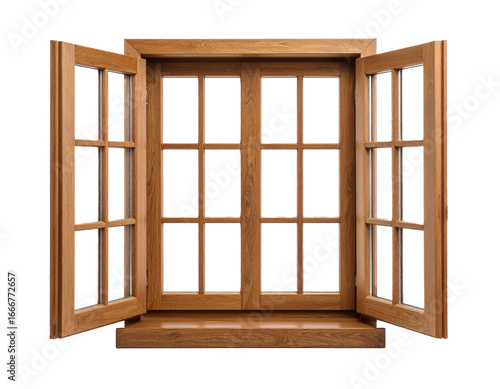 Old wooden window isolated a transparent background