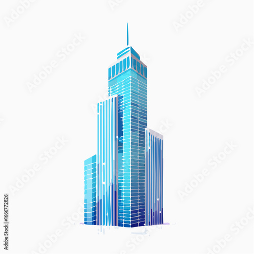 Modern Blue Glass Skyscraper in a City Setting