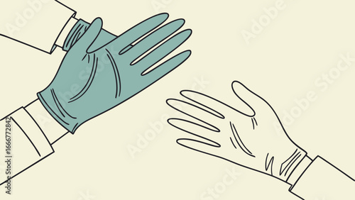 flat design of disposable medical gloves
