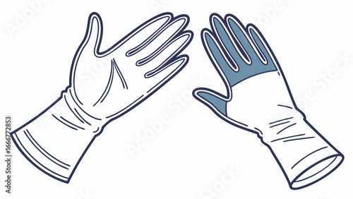 flat design of disposable medical gloves