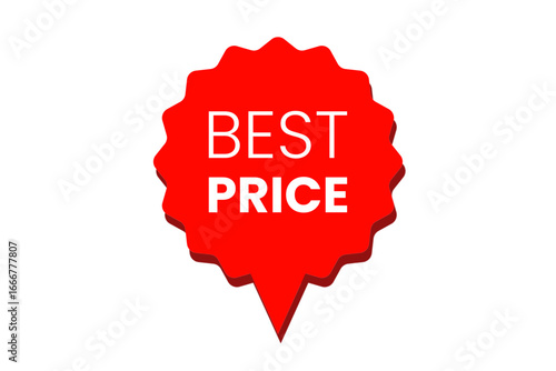Best price tag or badge in red color with indicative badge style on transparent background