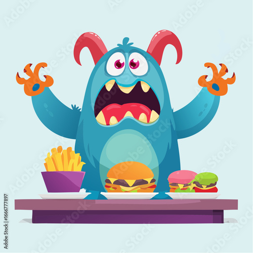 Cute Vector Illustration of Picky Kid Refusing to Eat Vegetables