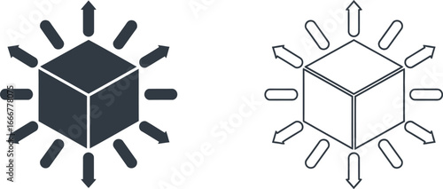 Abstract cube radiating energy outward in all directions