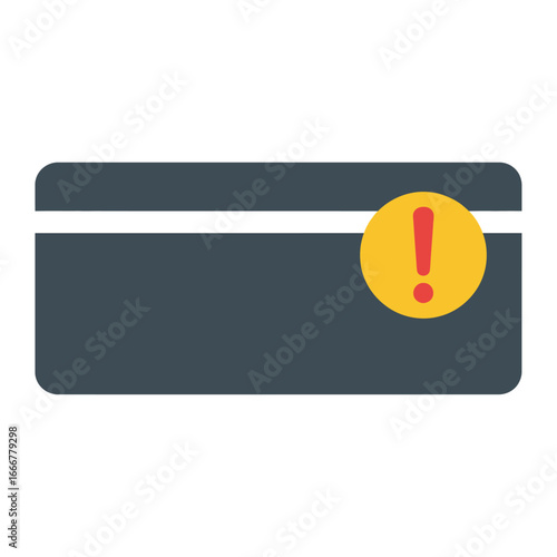 A gray credit card icon with a yellow warning symbol, indicating a payment error, transaction problem, or fraud alert.