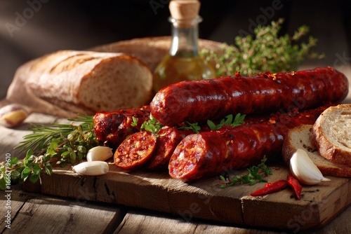 Hungarian kolbász sausages, richly seasoned with red paprika and spices