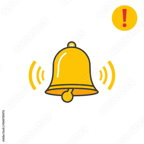 Simple yellow notification bell icon with sound waves.