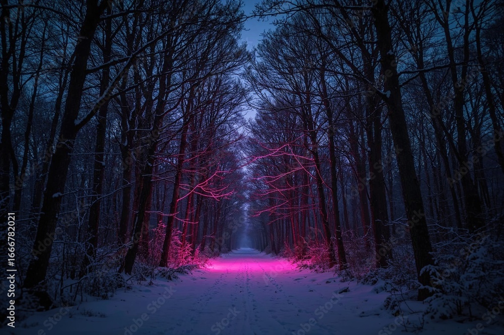 custom made wallpaper toronto digitalEnchanted winter woodland with eerie neon glow and mystical aura