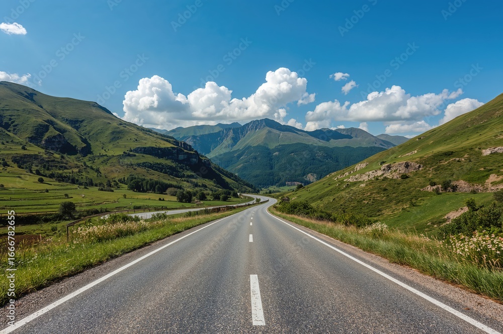 Fototapeta premium Beautiful landscape with a paved highway