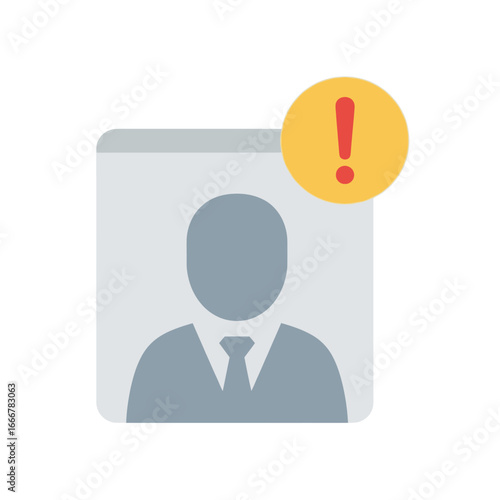 A flat illustration of a person icon with an exclamation mark, indicating a warning or alert.