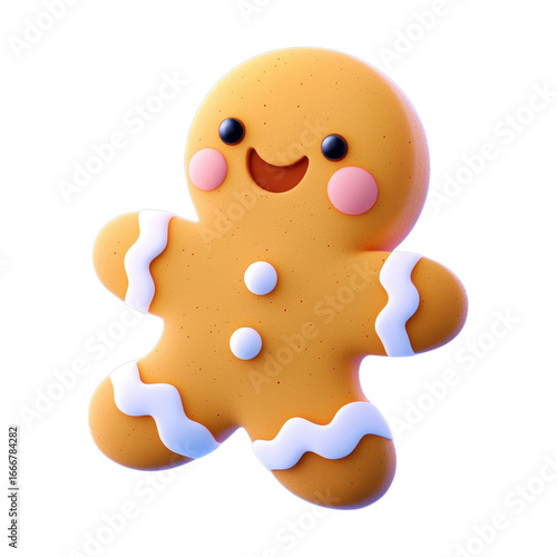 Cheerful cartoon gingerbread man character