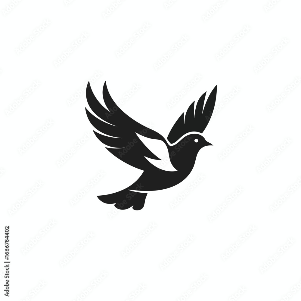 Fototapeta premium Silhouette of a bird in flight, stylized design, simple graphic.