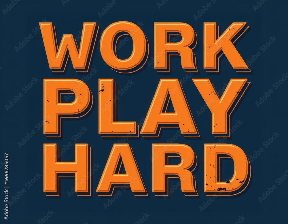 Naklejka premium Work Play Hard Motivational Quote Graphic