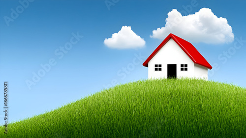 Wallpaper Mural Private Country House Standing in a Scenic Countryside Location on a Beautiful Summer Day with Blue Sky. Suburban Family Home Landscape. High Angle Shot Torontodigital.ca