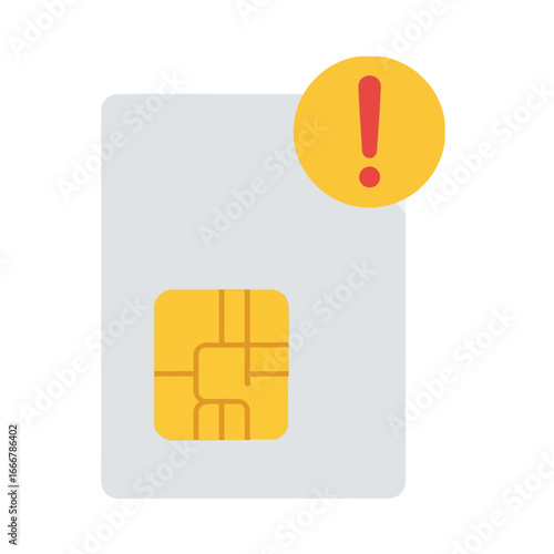 A stylized illustration of a SIM card with an exclamation point symbol indicating an alert.