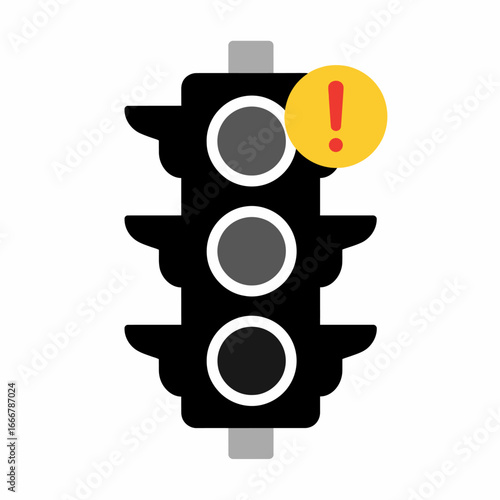 Traffic light malfunction warning, black lights, caution alert.