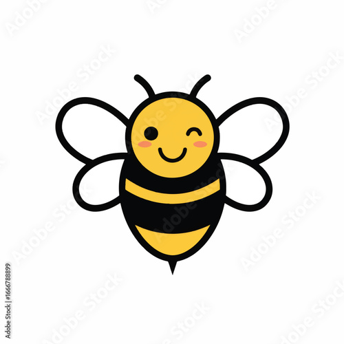 Playful Winking Cartoon Bee with Yellow and Black Stripes