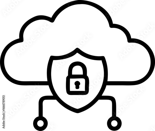 secured network vector icon on white or transparent background. data protection or cloud data protection or cyber security icons items Stroke icon collections. Editable Stroke icon collection 