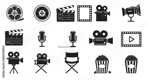 Collection of cinema and video recording icons