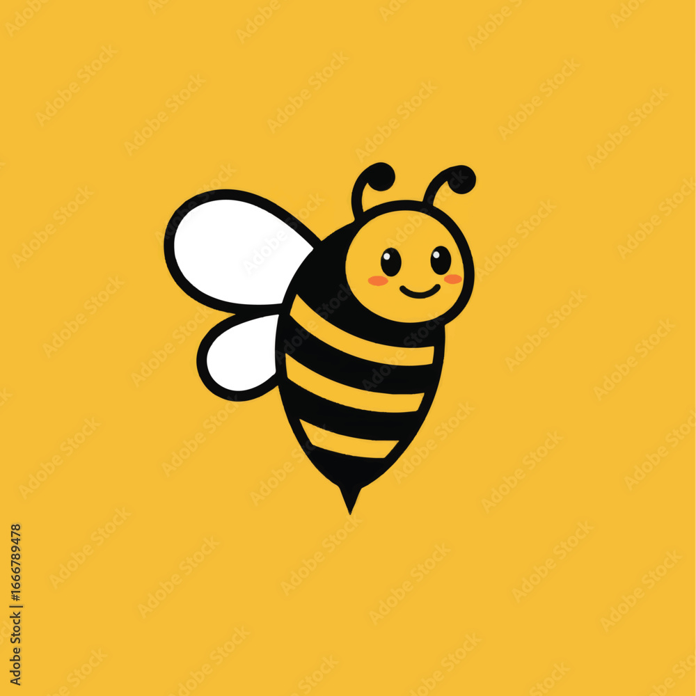 Obraz premium Cute Cartoon Bee with Cheerful Expression