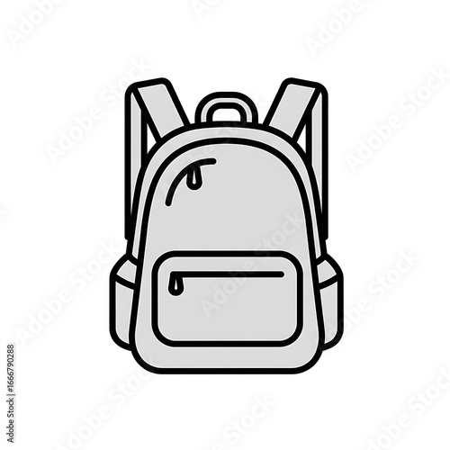 Gray school backpack icon