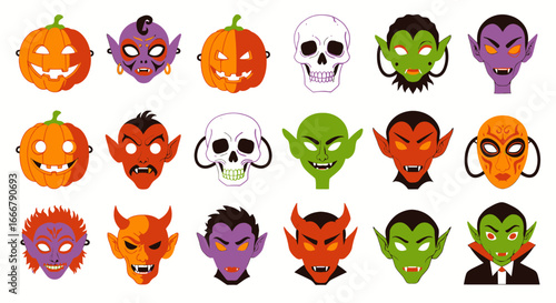 Flat Halloween Mask Collection