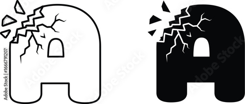 Broken letter a vector illustration design for graphic design use