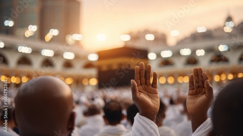 Kaaba at Mecca with Praying Pilgrims