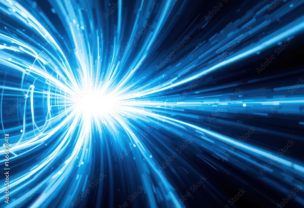 Fototapeta premium Concentric Radiance Abstract White Blue Design with Blinding Light, Aura Effect, and Energy Flow