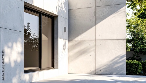Modern Concrete House Exterior with Sliding Glass Door