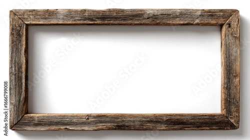 Rustic wood picture frame against white