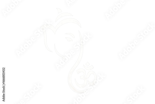 Minimalist Lord Ganesha Line Art with Om Symbol on Abstract Digital Background