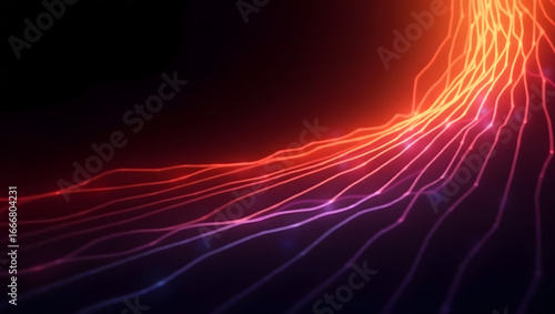 Wallpaper Mural Abstract Glowing Lines: Red, Orange, and Purple Energy Stream Torontodigital.ca