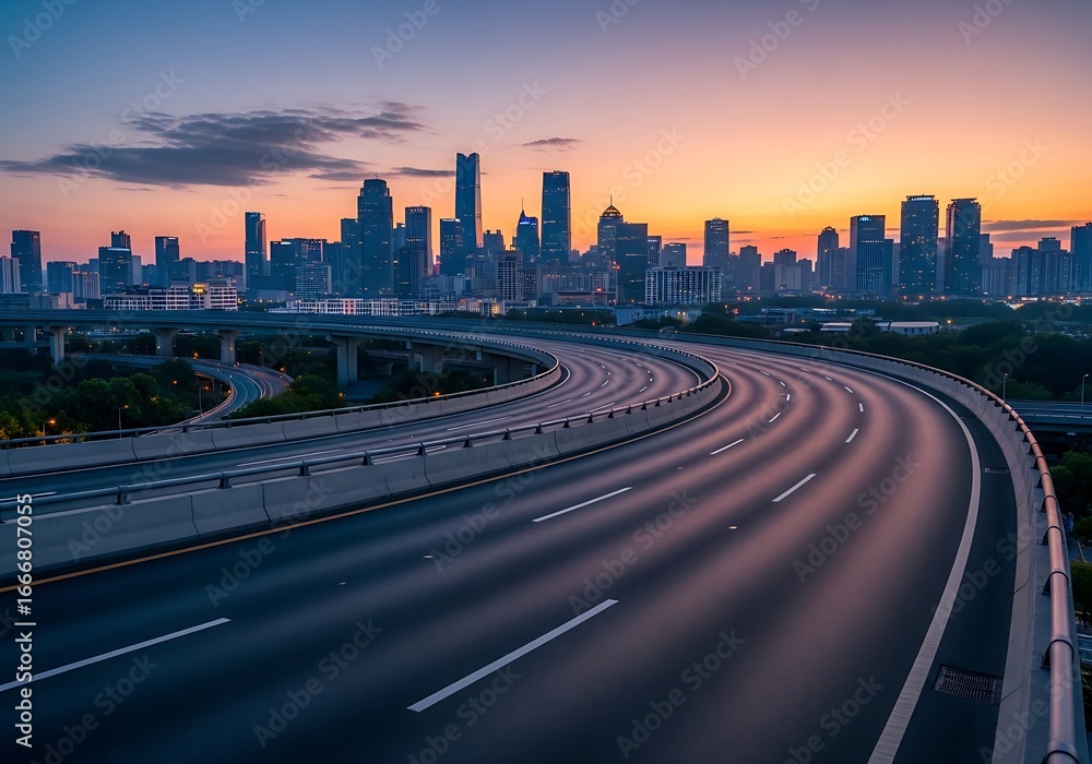 Fototapeta premium City highway at sunrise