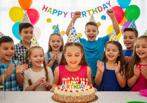 children celebrating birthday party