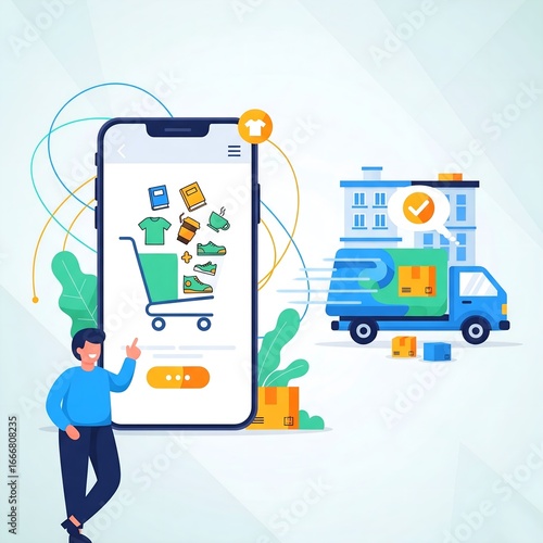 Wallpaper Mural E-commerce and Fast Delivery Service on a Smartphone Torontodigital.ca