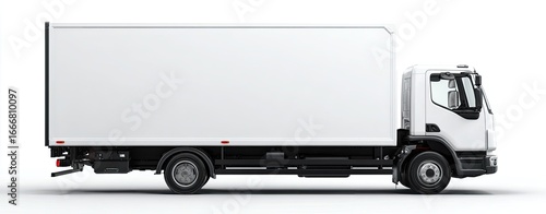White box truck, side view