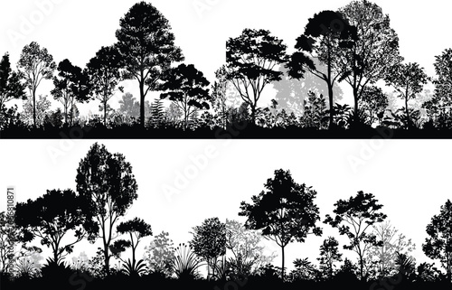 Forest Silhouette, Trees, and Foliage VECTOR