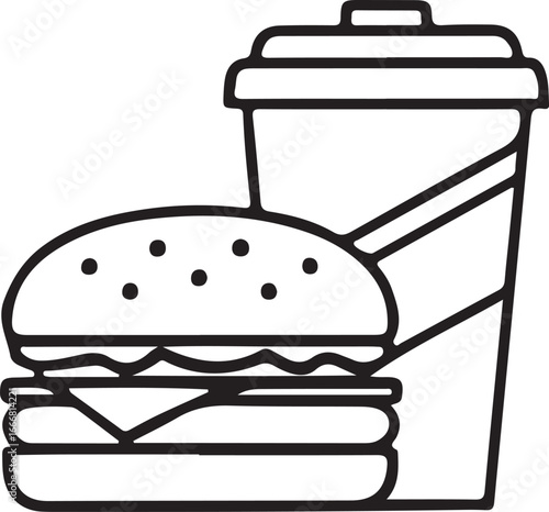 Hamburger and Soda Fast Food Meal