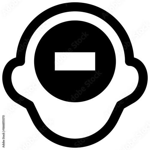 Mental block. Outlined stroke vector icon with black-filled details.