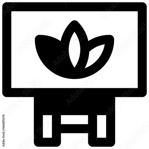 Art therapy. Outlined stroke vector icon with black-filled details.